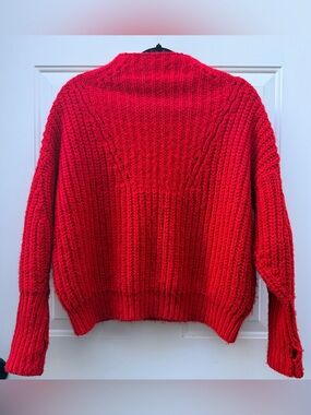 Anthropologie sleeping on snow red knit sweater size XS